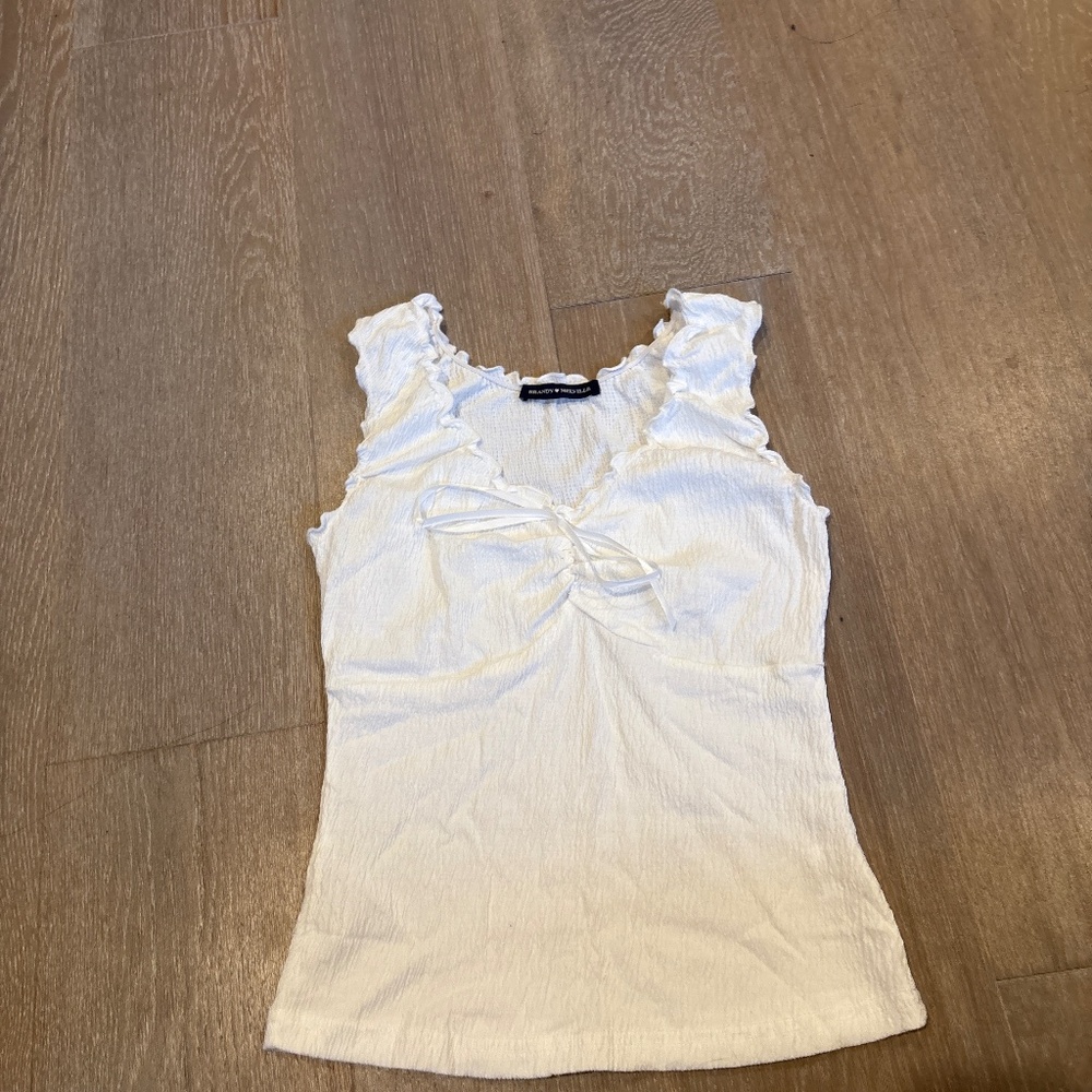Brandy Melville white tank top with bow one size